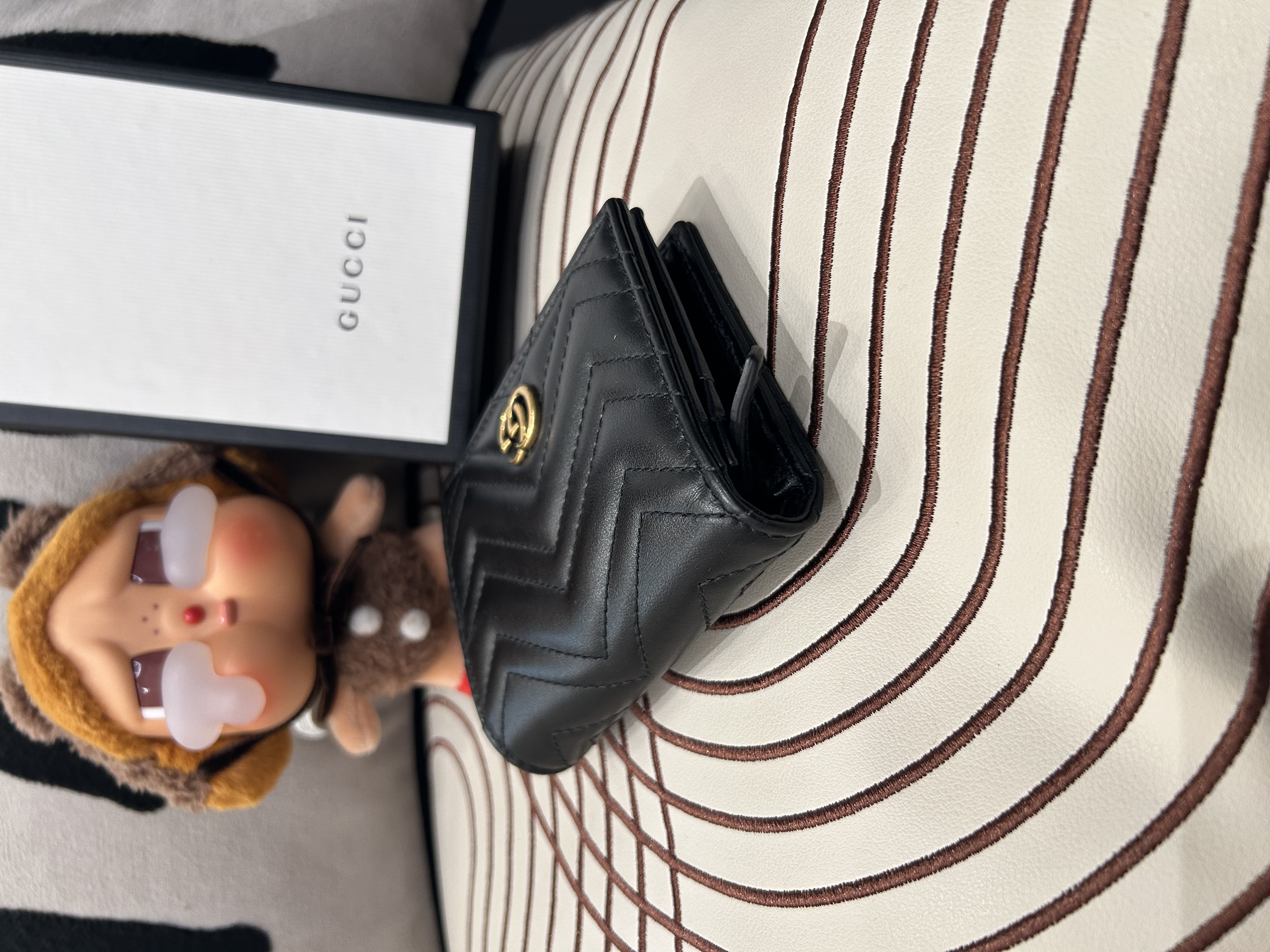 Gucci gg marmont wallet 黑色牛皮金扣 100%Authentic ,99%new✅box