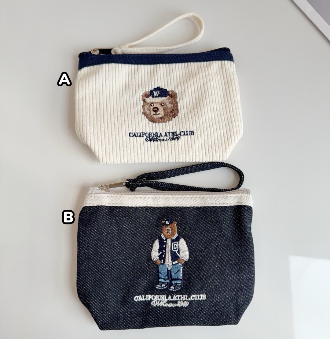 WHOAU 多功能小熊刺繡收納袋 一套2個