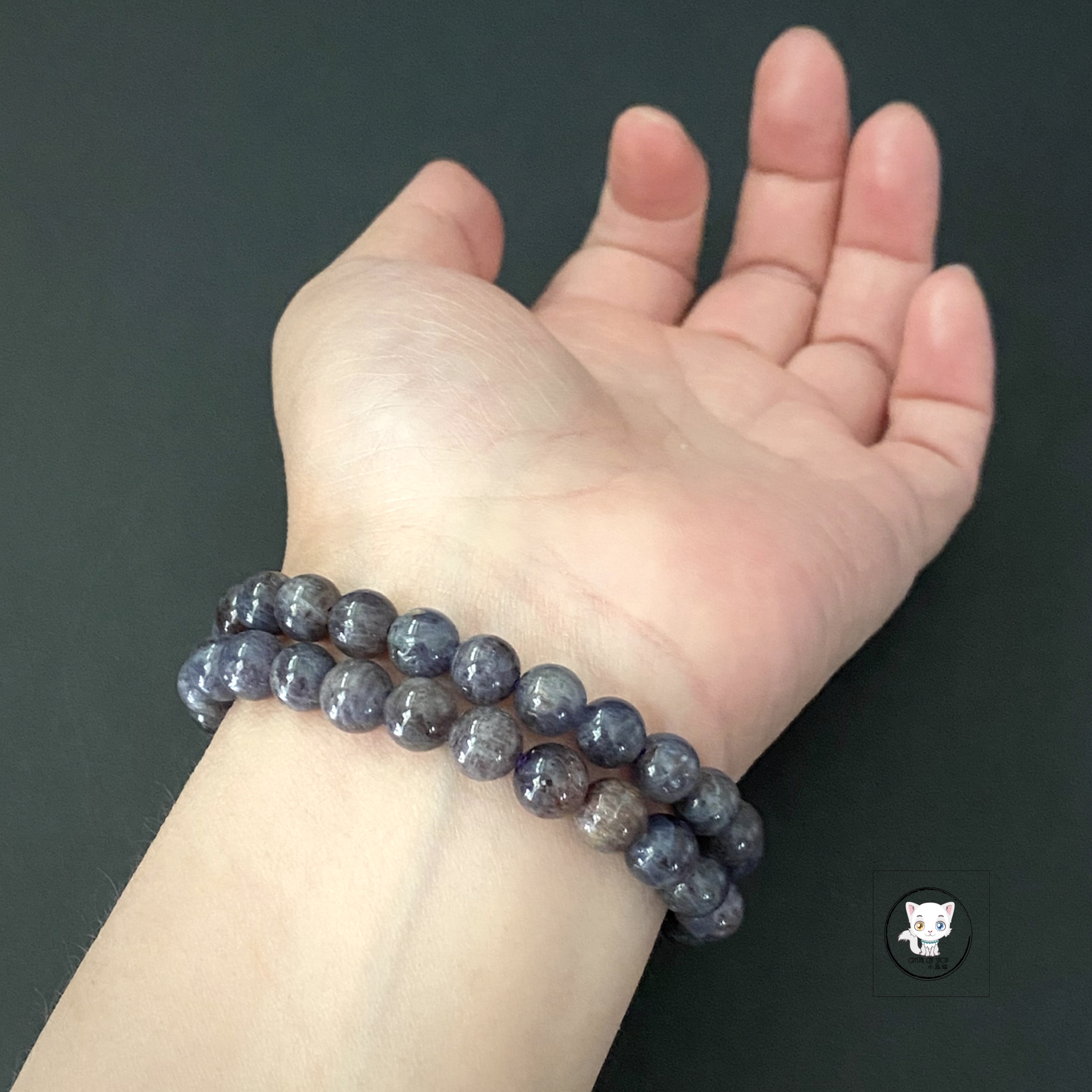 天然草莓堇青石手鏈 7.6mm