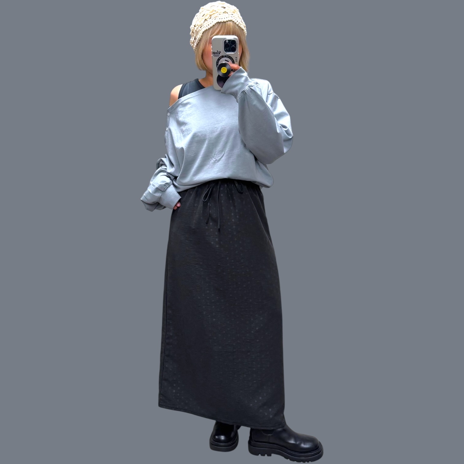 221540 斜膊有鈕長袖Tee