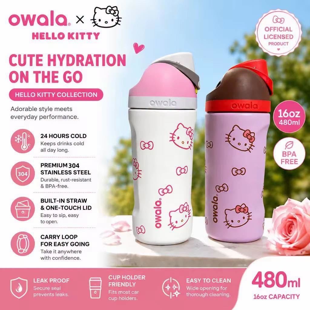 Owala × Hello Kitty 正版聯名保冷水壺 16oz 480ml 