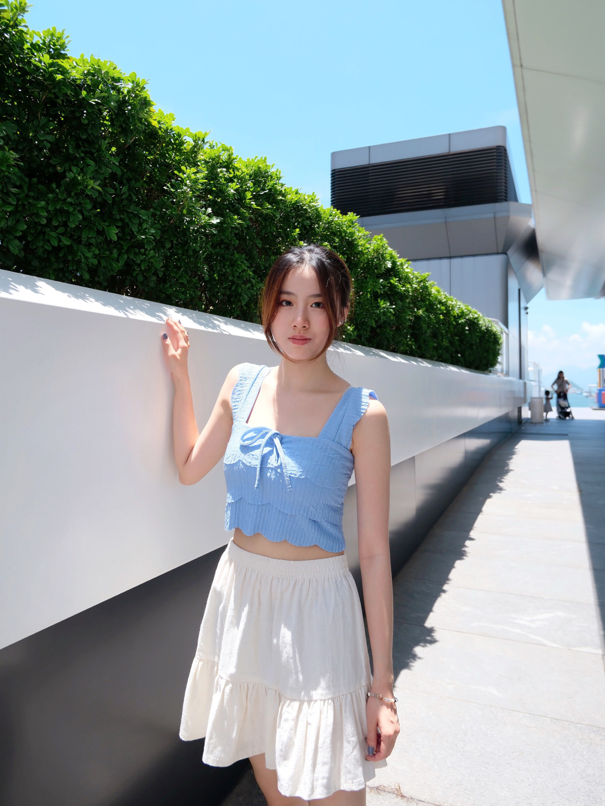♡︎TH - 棉麻下擺高腰短裙 
