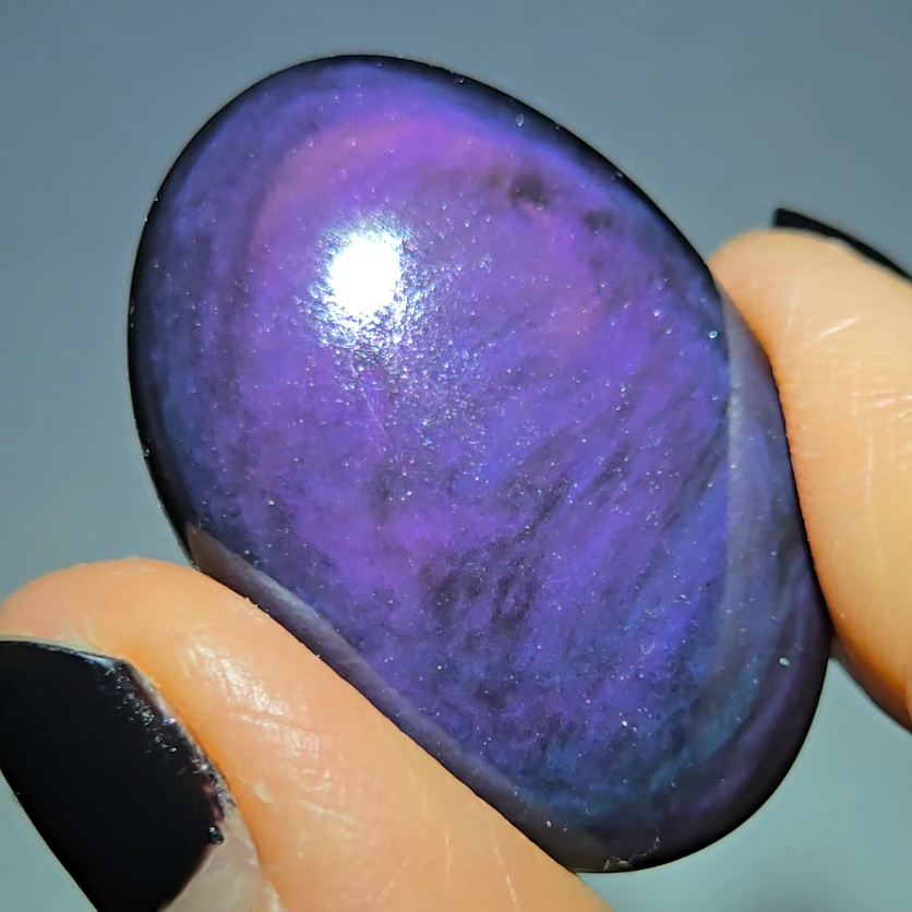 Velvet obsidian cabochon in blue and purple - OB18