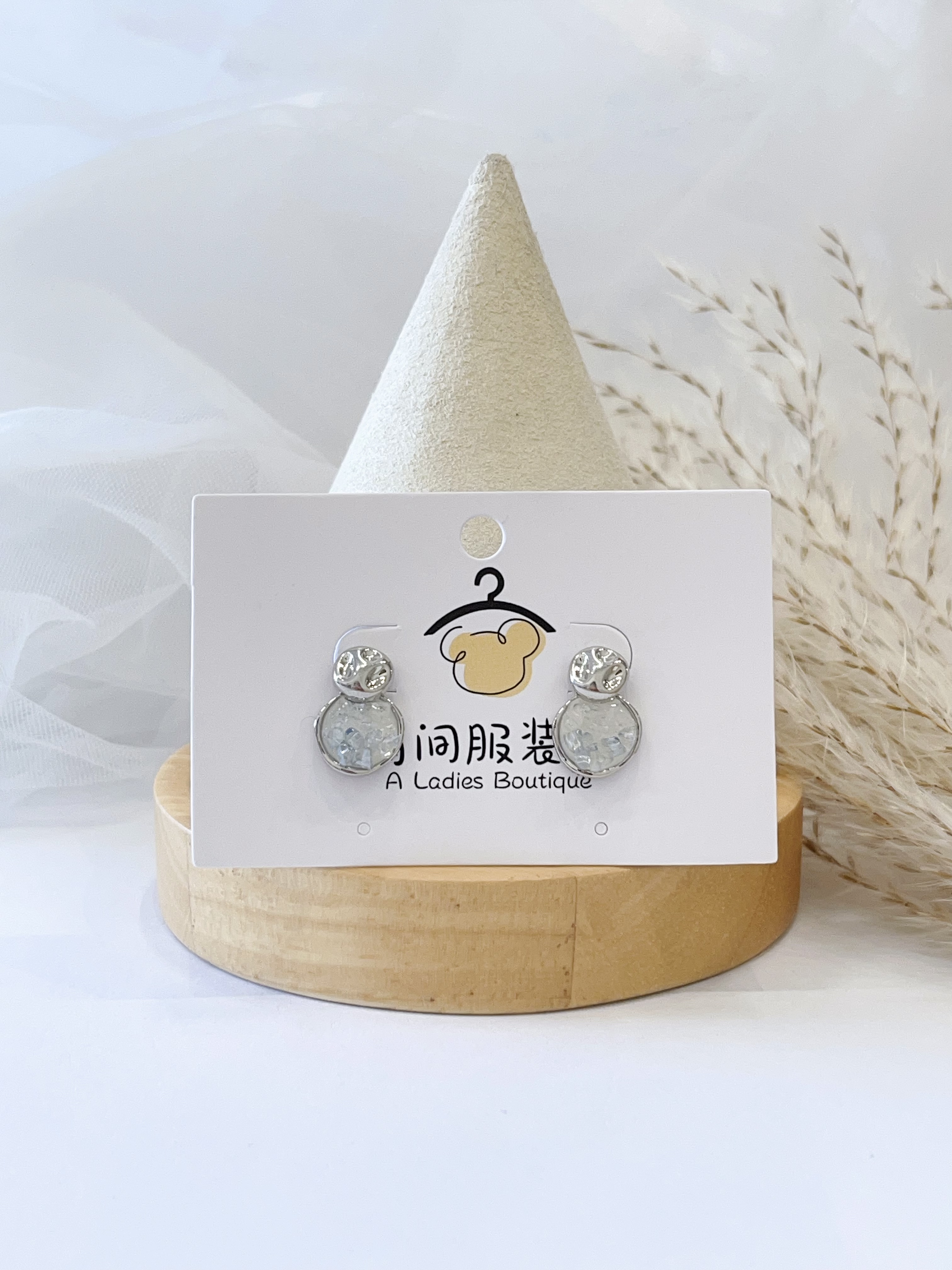 复古设计感圆形撞色耳环