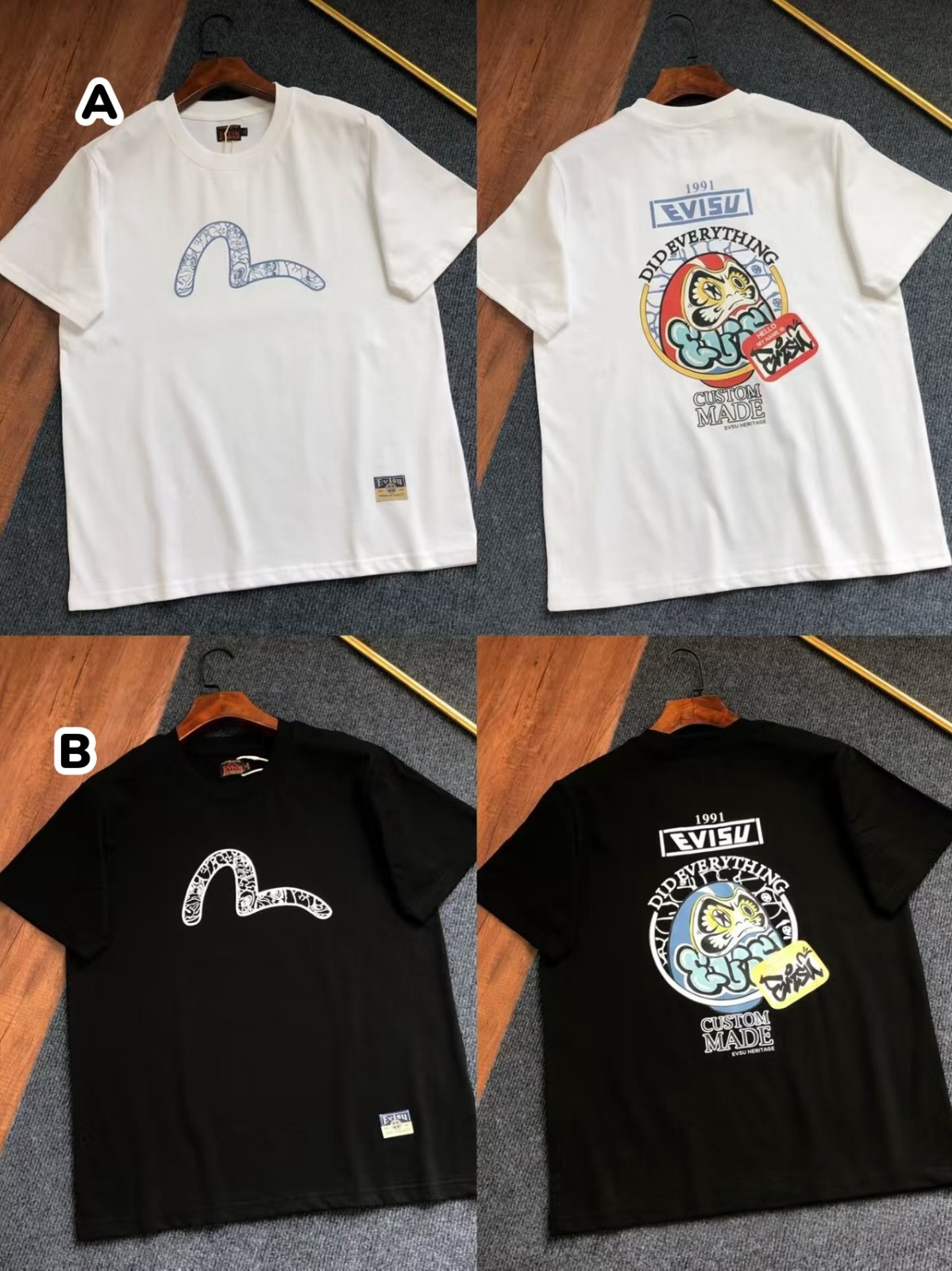 Evisu 達摩塗鴉印花短袖Tee 