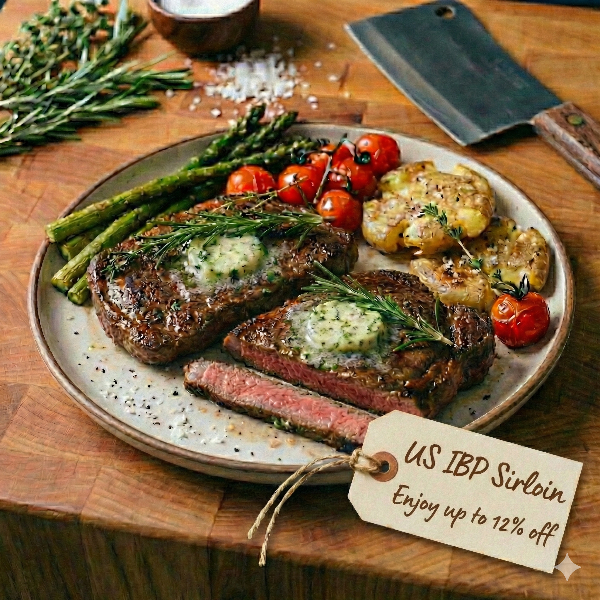 美國IBP西冷牛扒 Thin-Cut Sirloin (薄切2塊共約0.7lb / 317g) - 1碟