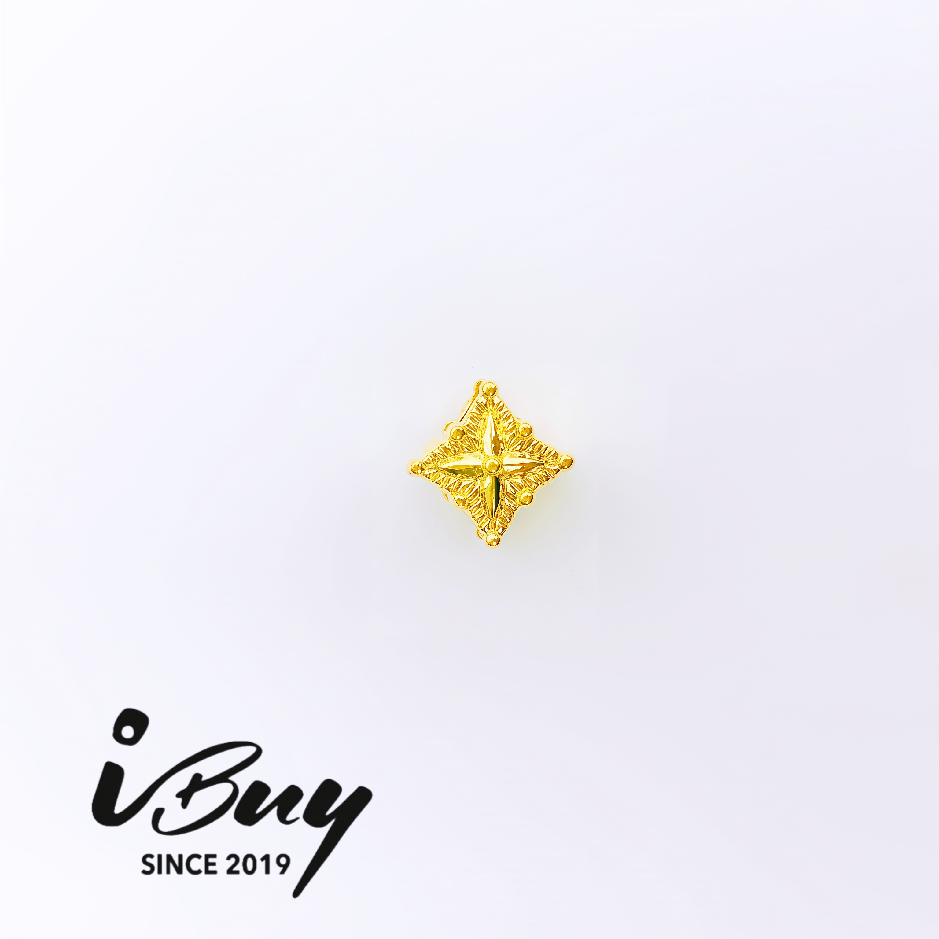 916 GOLD FOUR POINT STAR BEAD 916 硬金 四瓣花串咀