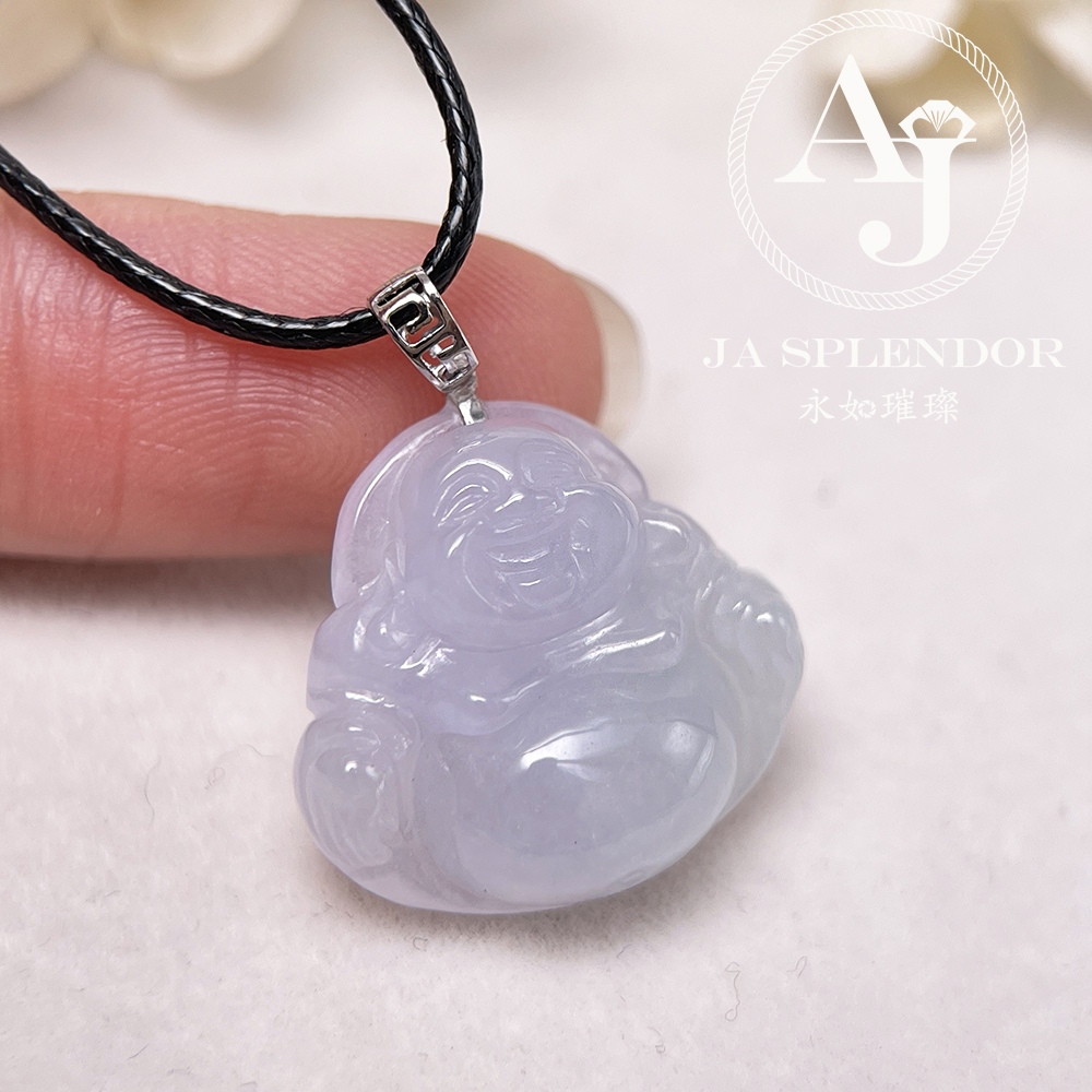 JNK-799 天然翡翠A玉 冰種春彩佛公18K金吊墜