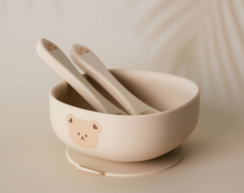 Dottodot 開心熊仔矽膠餐具系列-吸盤飯碗(圖片色)