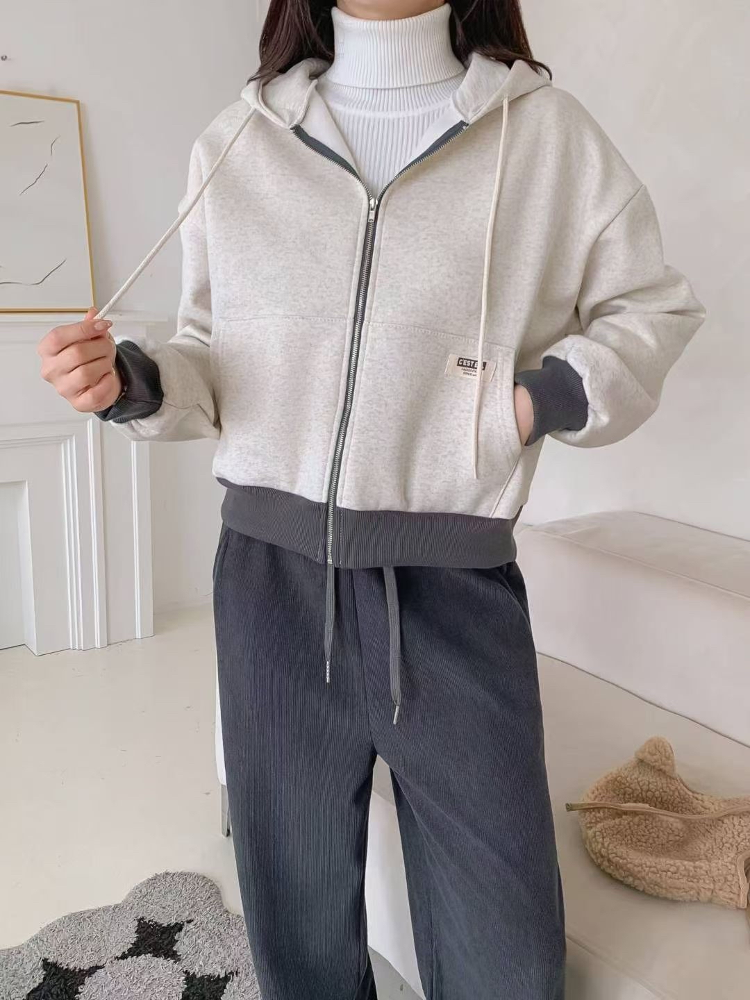 KM YY 韓妹有帽外套