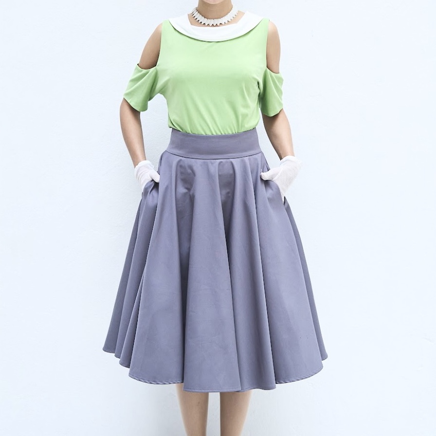 (Ready/Custom-Made) - Vintage High Waist Swing Table Skirt - 7 colour available (FM041）