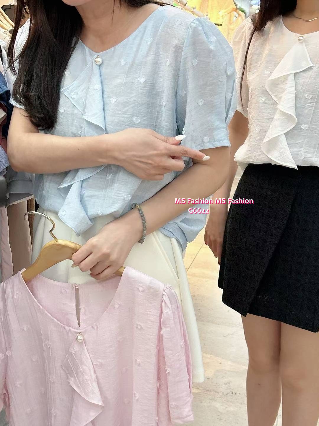 G6622 靚料珠鈕ruffle top