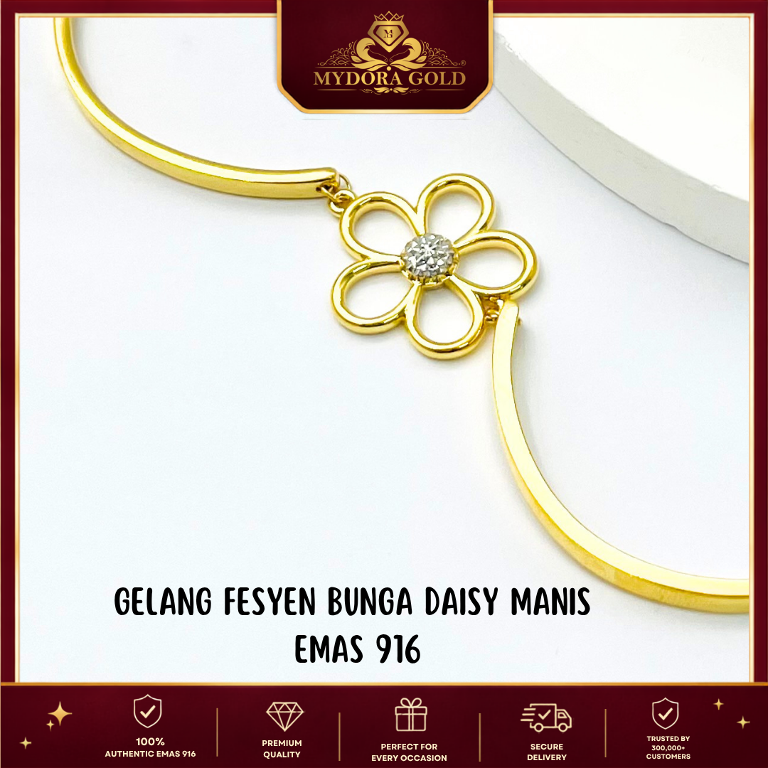 MYDORA Gelang Fesyen Bunga Daisy Manis l EMAS 916/22K