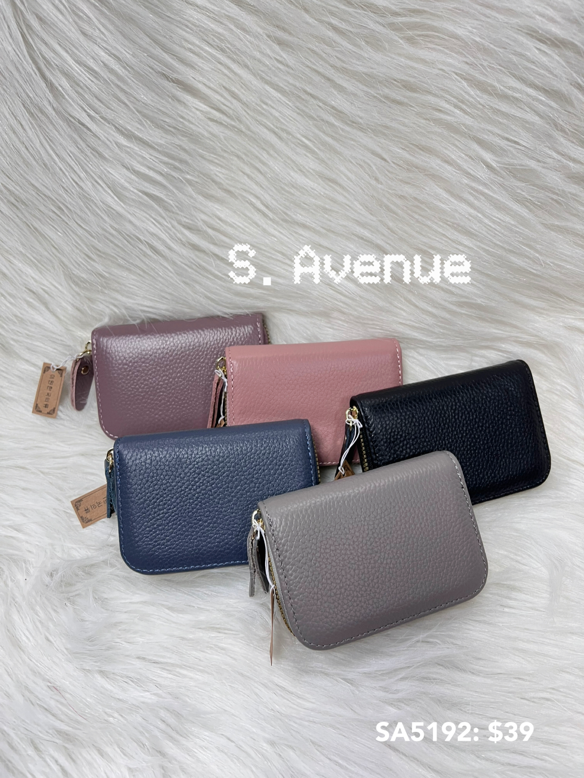 SA5192: 真皮頭層牛皮拉錬散紙包/卡片套