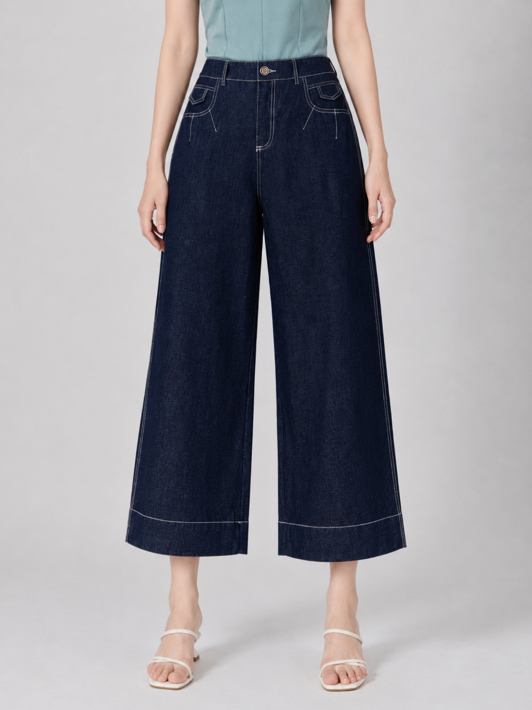 2134 Contrast Stitch Wide Leg Pants