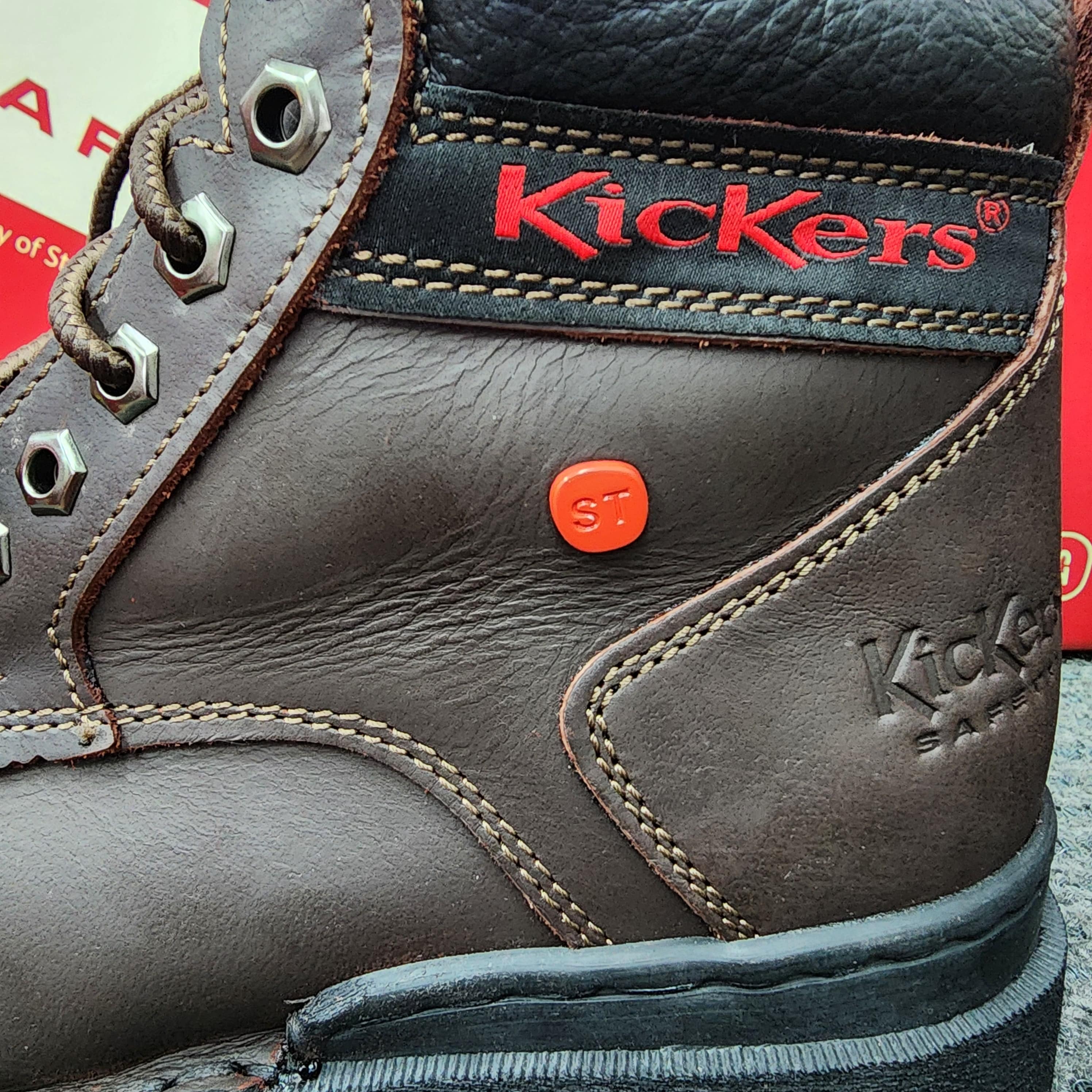  ️KicKers Safety Shoes KK 602 SIRIM DOSH Mid Cut Lace Black Cherry Steel Plate Toe Cap Kasut Keselamatan