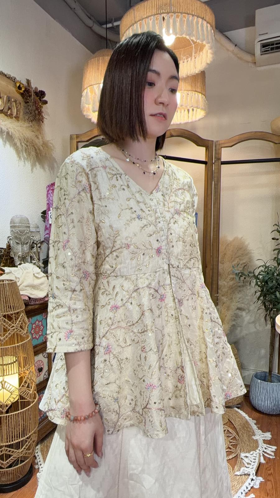 2513 Champagne Full Emb. 2 Way Jacket / Top