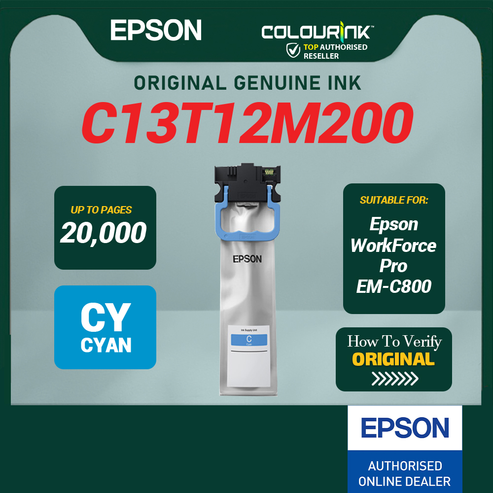 EPSON C13T12M100 C13T12M200 C13T12M300 C13T12M400 Original High Cap Ink Catridge EM-C800