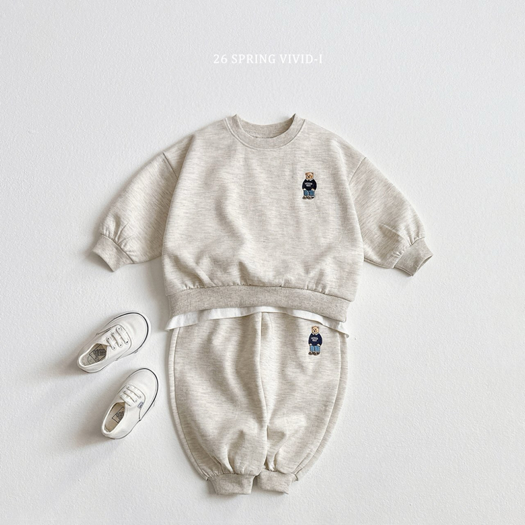 🌸預訂 韓國直送🌸🇰🇷VIVIDI四色標誌性小熊刺繡長袖上下套裝