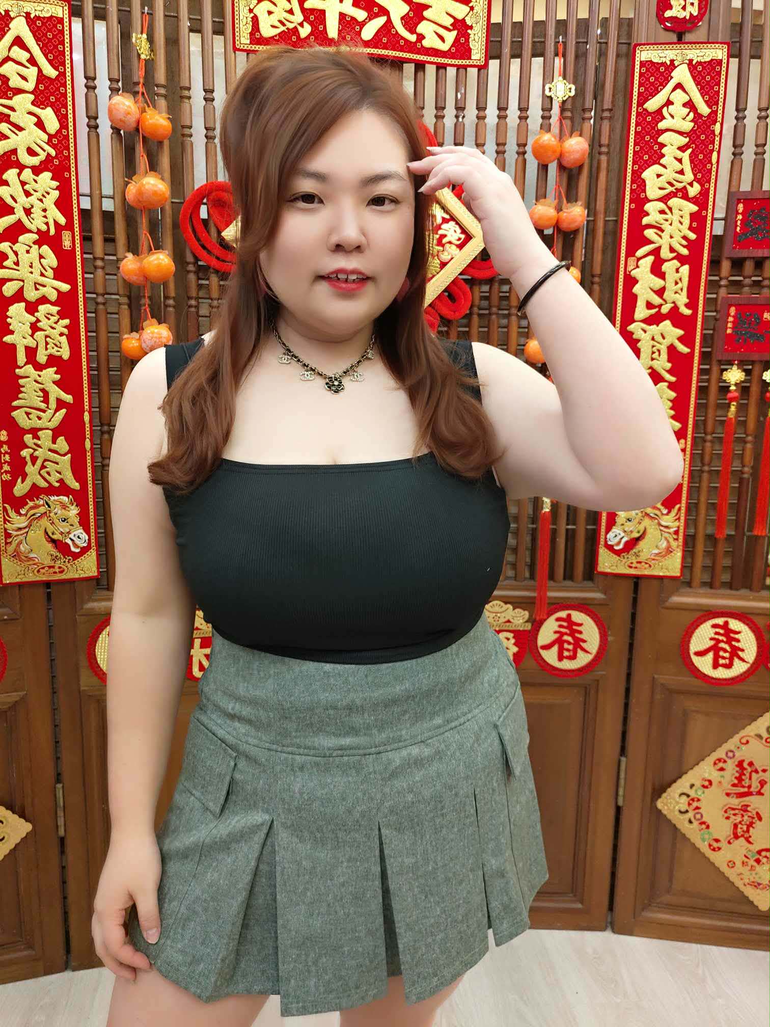 NJH08 TW#5720 大百褶边口袋设计裤裙