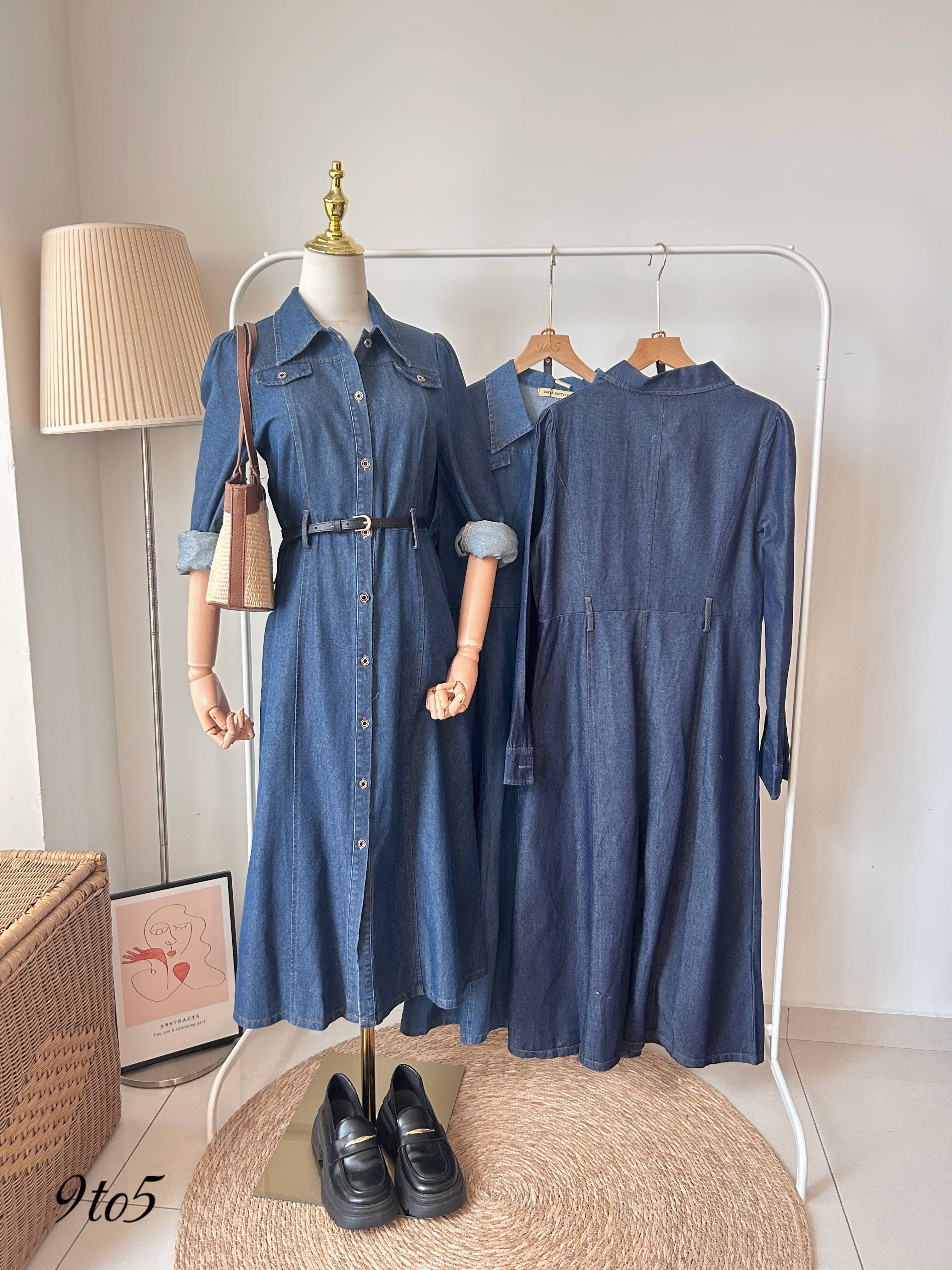 D2345 Denim Dress with belt (3 colors)