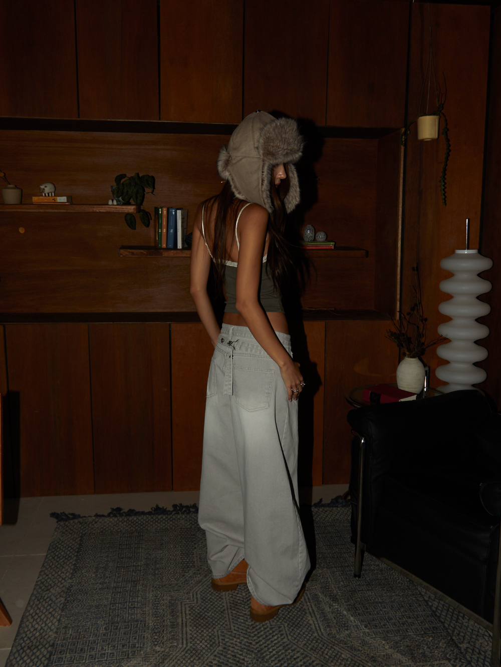 Mega Wide Backstrap Denim Pants 