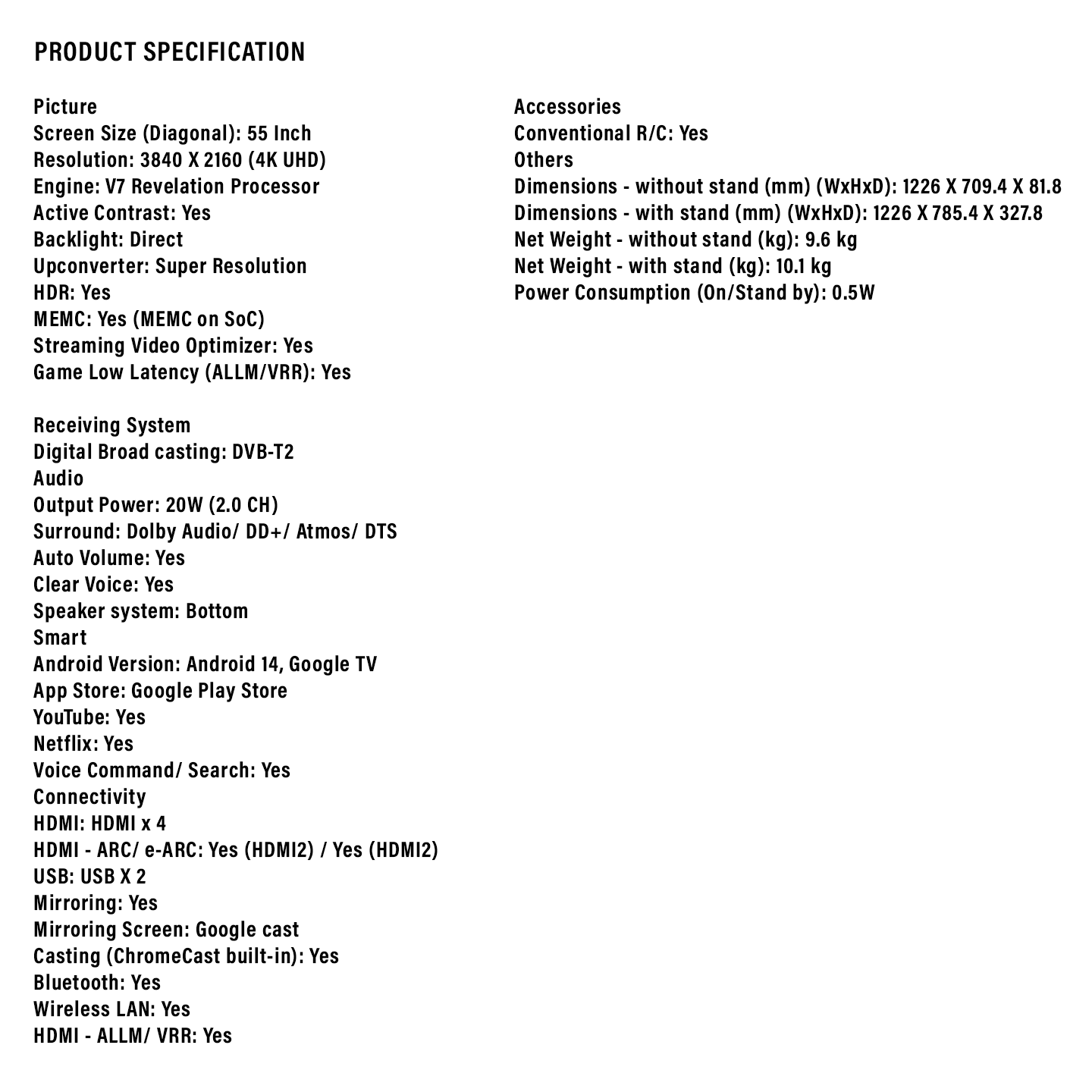 Sharp 55" 4K UHD Google TV (4TC55HJ6000X)