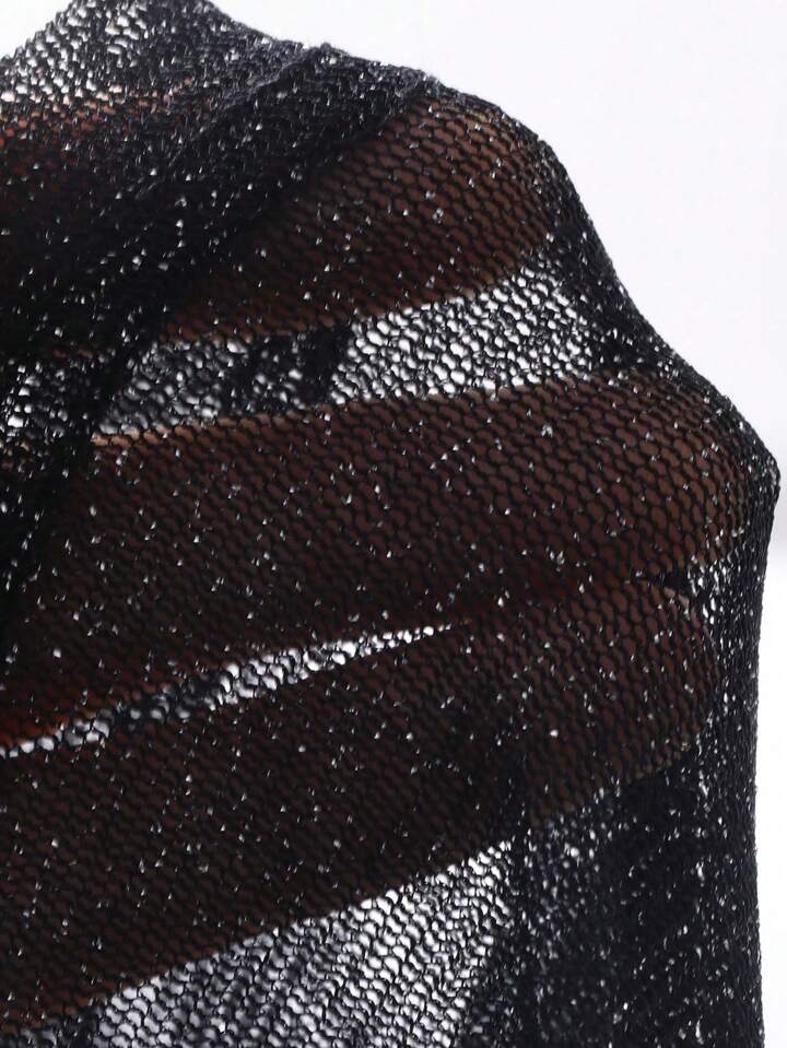 （多色）閃亮透視長袖上衣