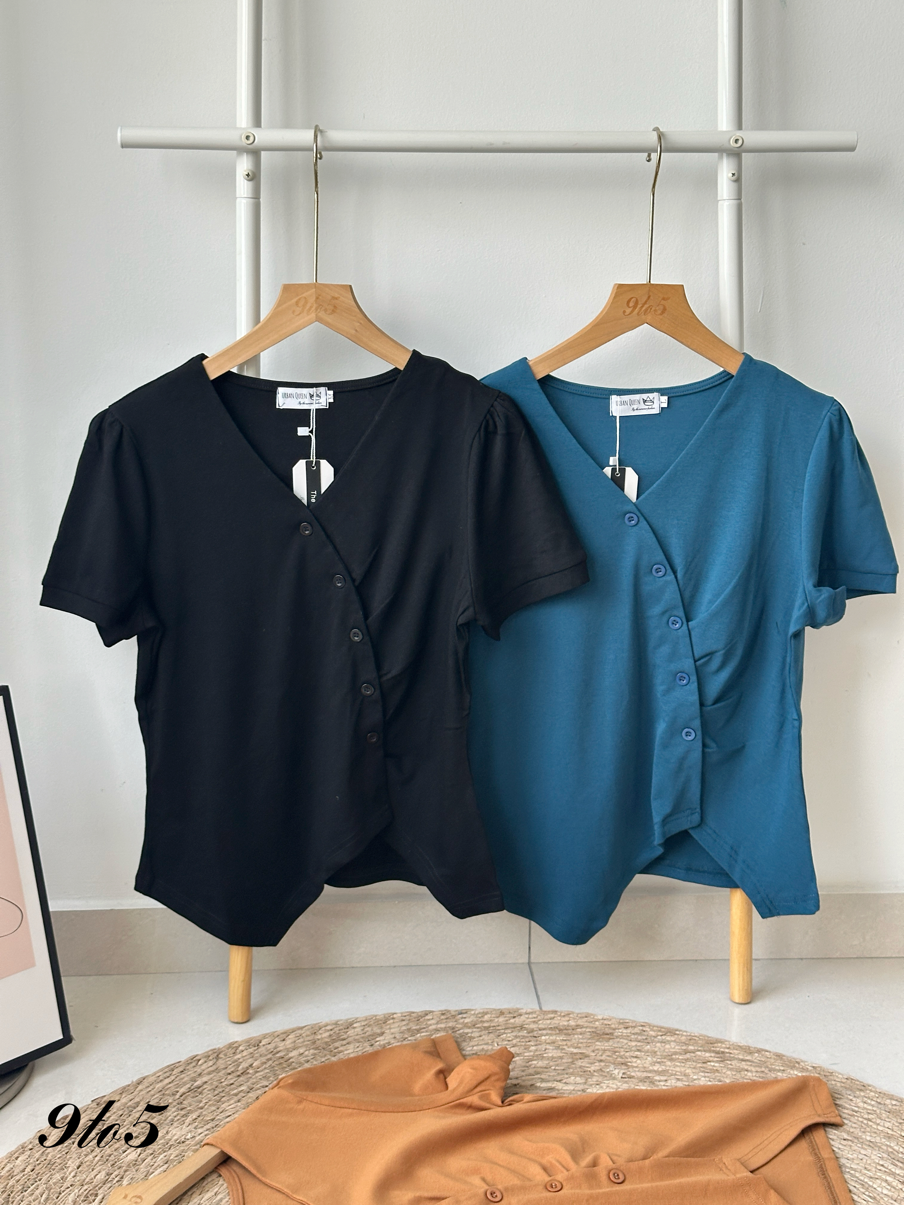 T4205 V Neck Irregular Top - 4 Colors 