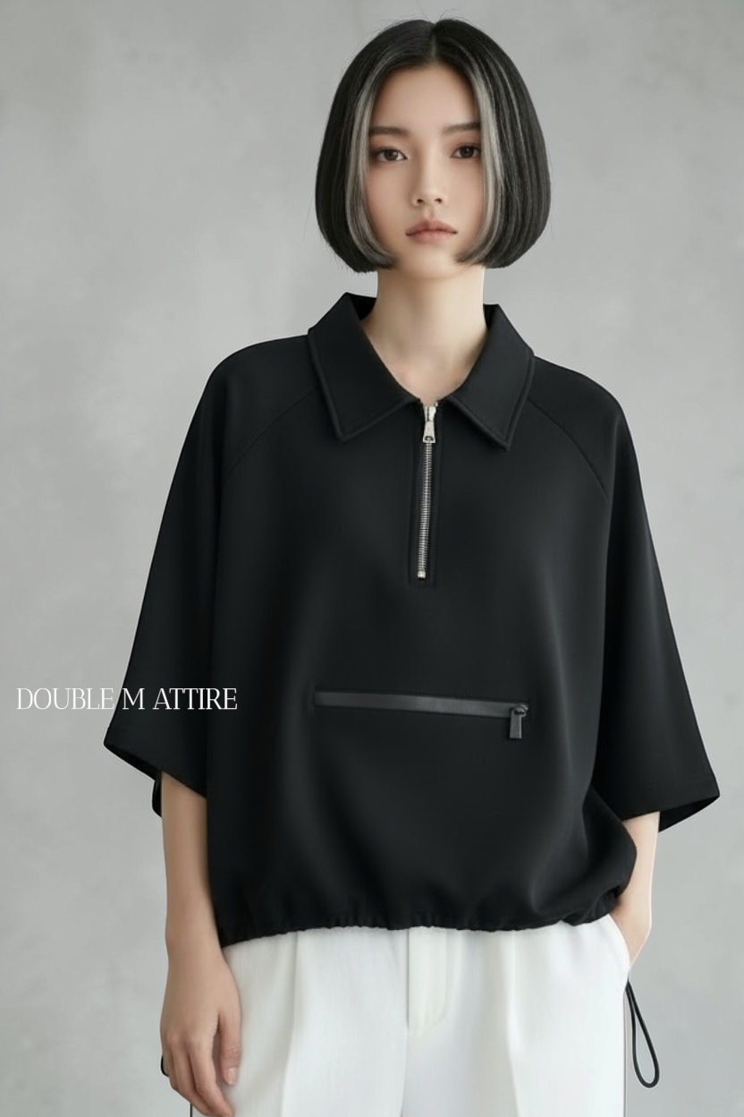 舒適空氣棉反領半開Tee