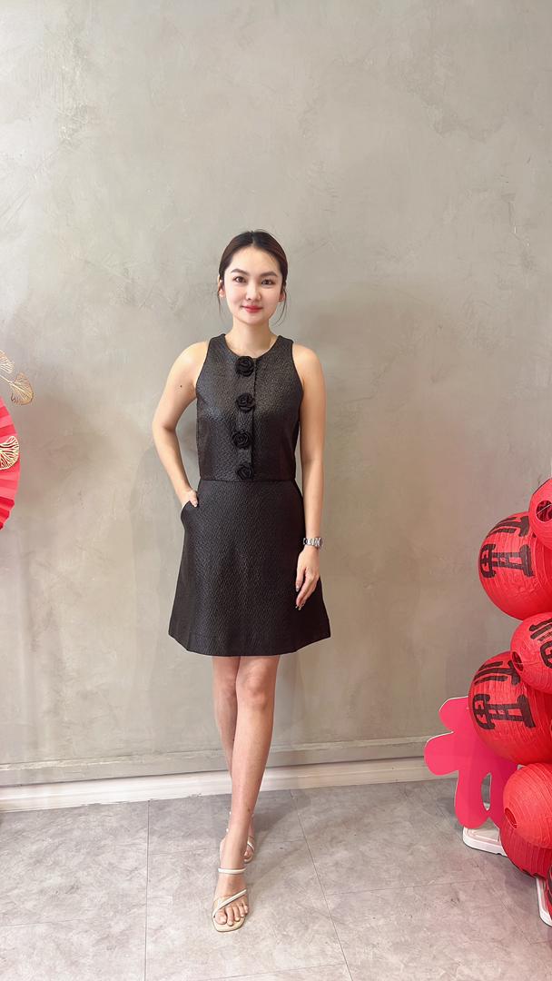 CD2089 MINI ROSES TWEED SHORT DRESS