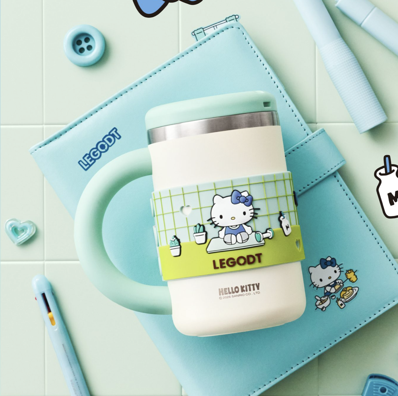 韓國 LEGODT X Hello Kitty 手提 不銹鋼 保冷 保溫杯 700ml｜Loop Tumbler Handy