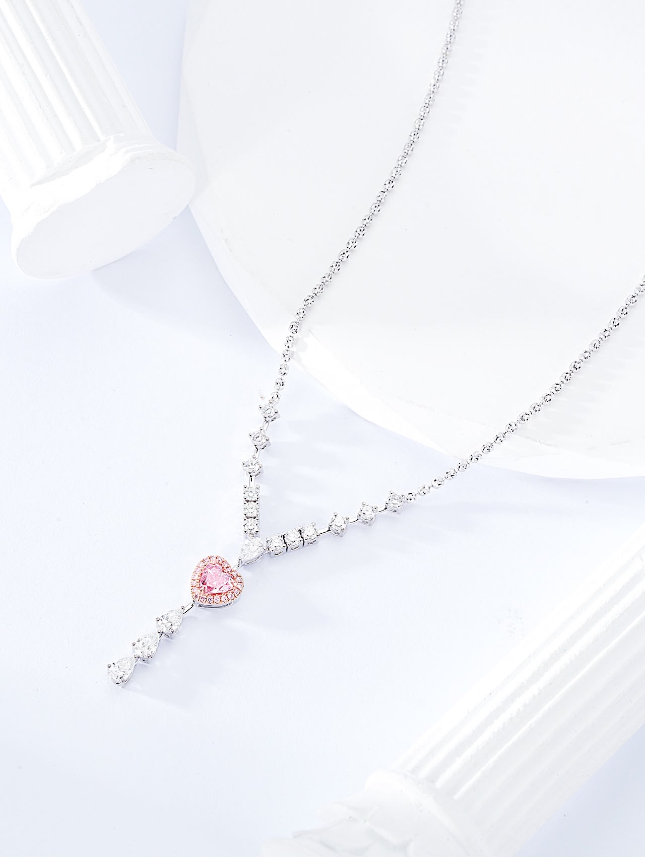 Heart shaped diamond cut pendant and necklace 