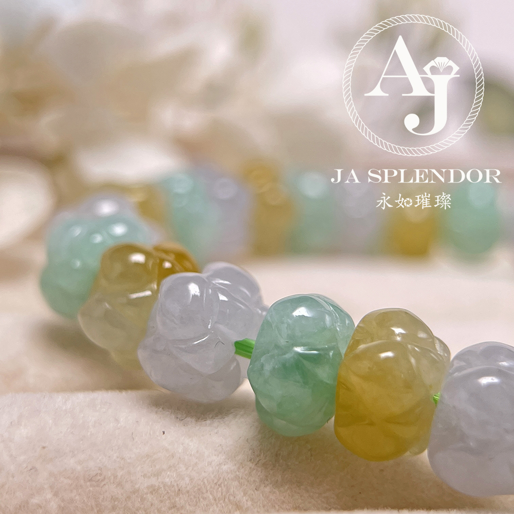 JB-253 - 冰種三彩福祿壽招貴人年年有餘蓮花手串