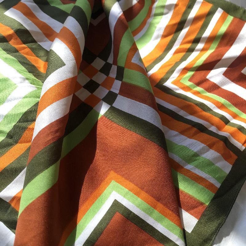 Vintage 1960s German Trevira Polyester MOD Pattern Square Scarf( EU0037)