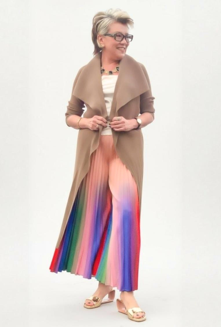 Rainbow Pleated Palazzo Pants
