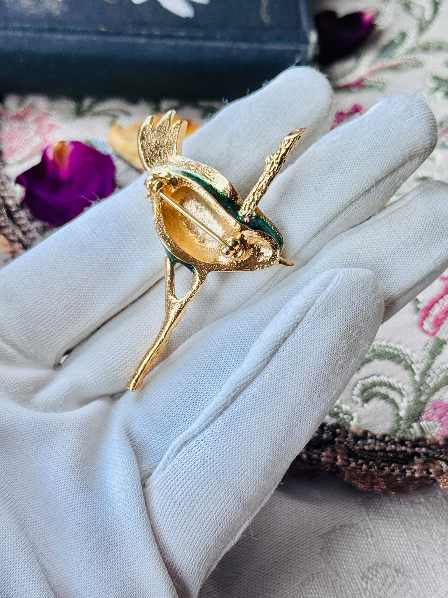 Vintage Unsigned "D'Orlan" Designer Enamel Bird Brooch（MT2589-30)