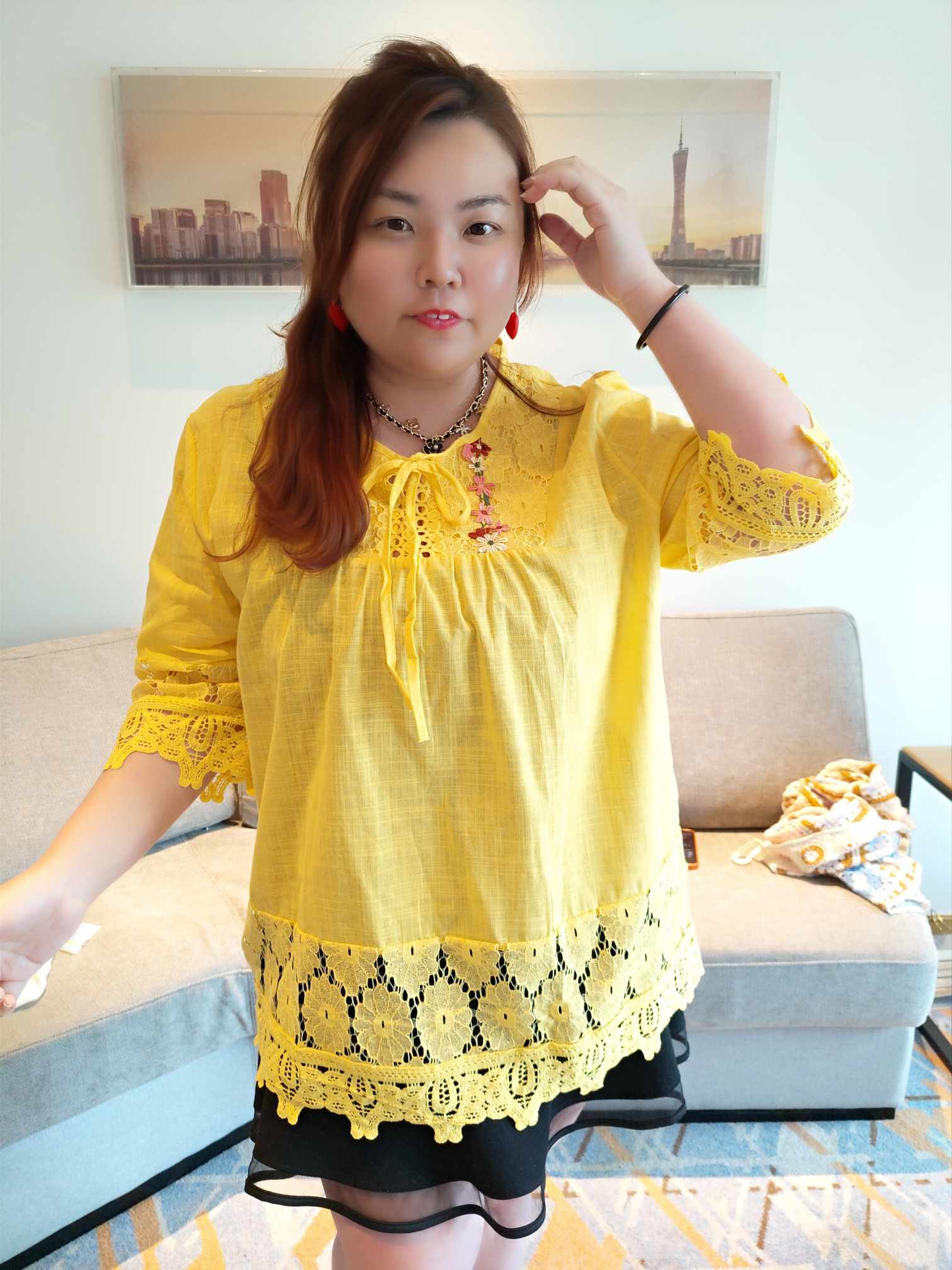 YCG08 8865 波希米亚刺绣蕾丝镂空上衣