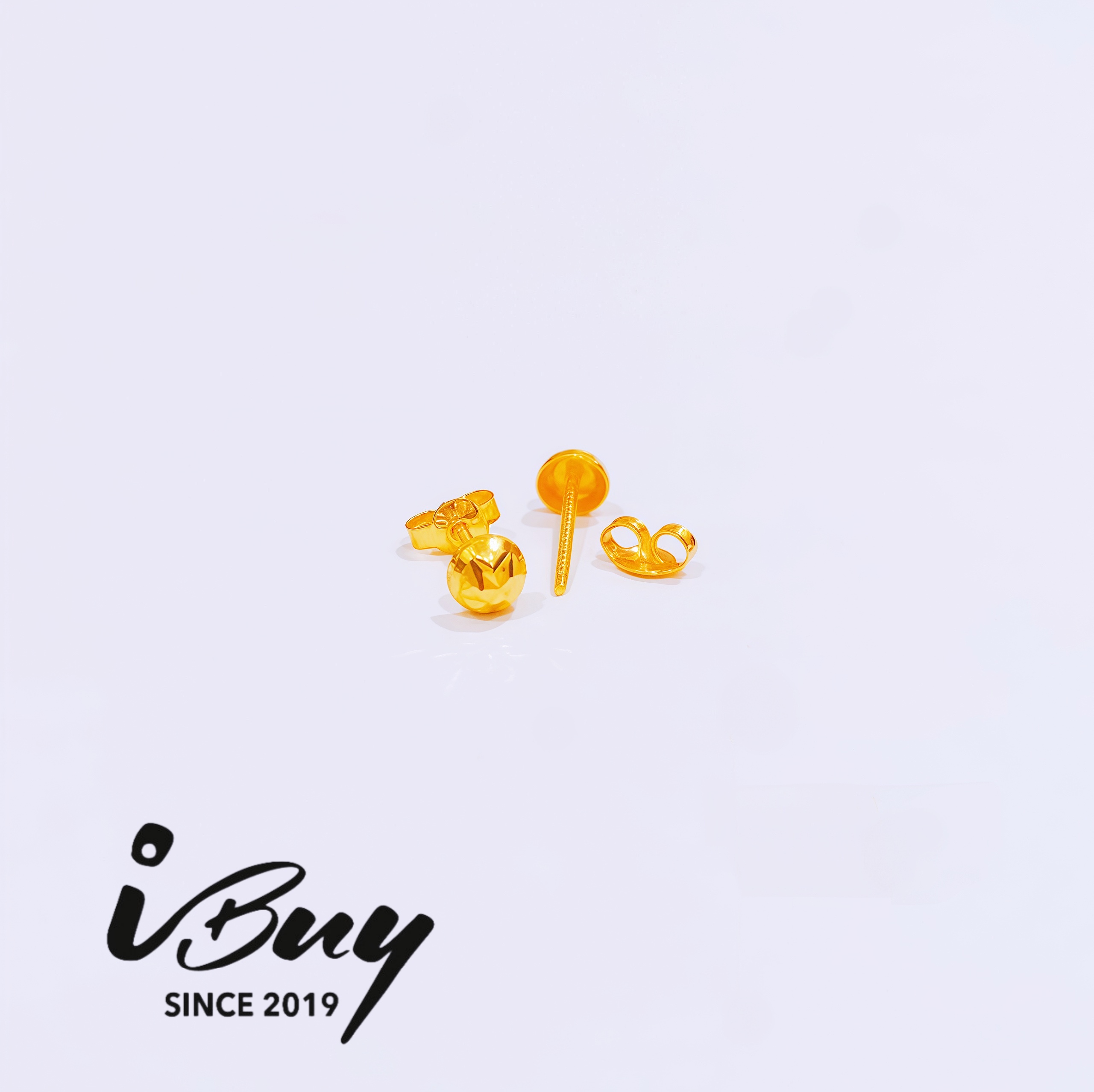 916 GOLD STAR ROUND EARSTUD 916 金 菱格星星圆耳针