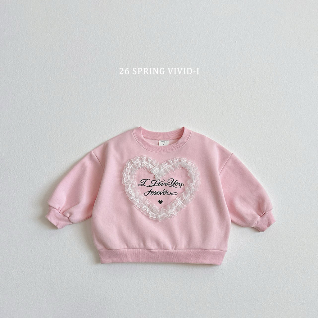 🌸預訂 韓國直送🌸🇰🇷VIVIDI四色心形蕾絲字母印花寬鬆衛衣