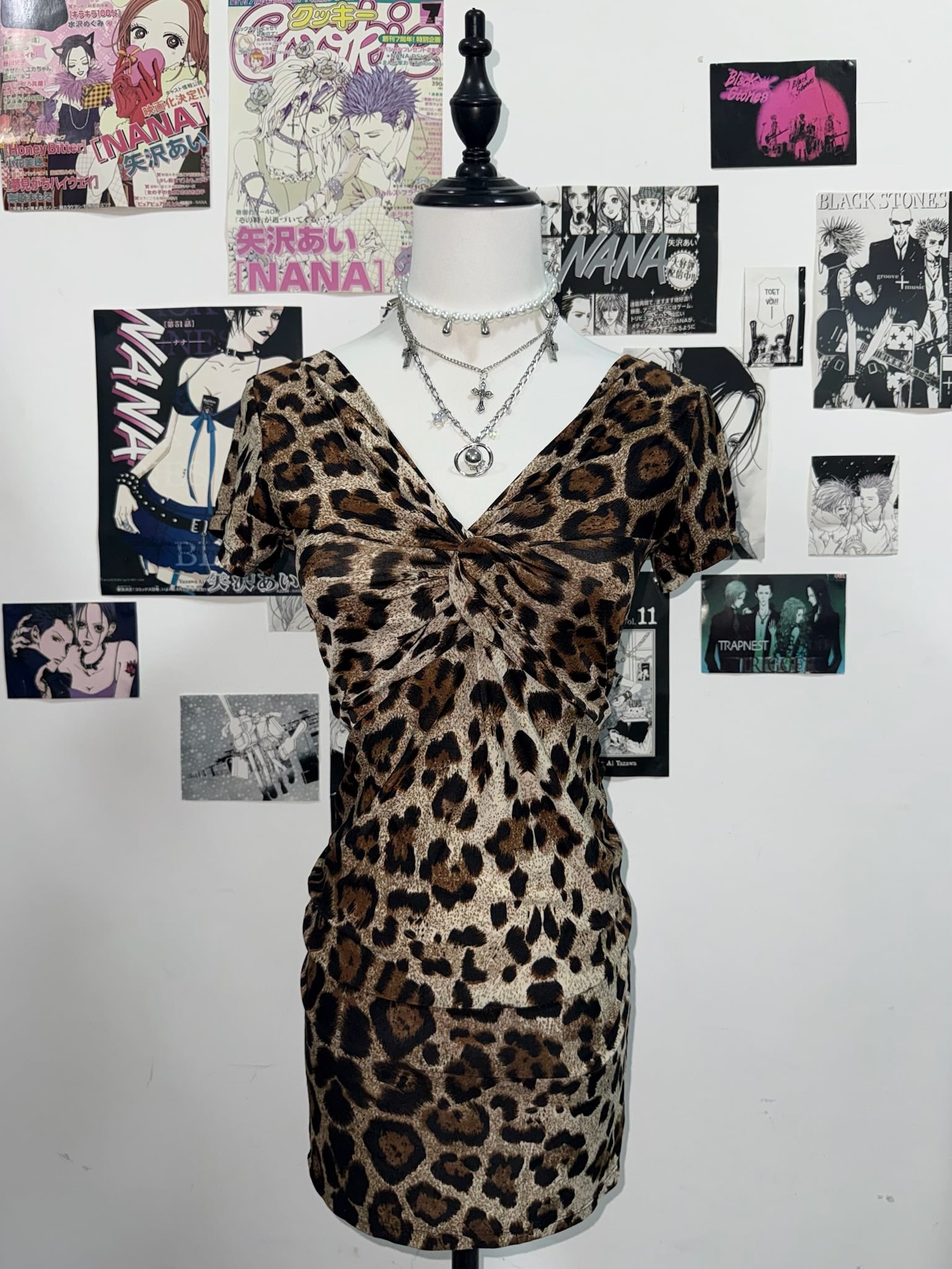 Leopard Print Twist Front Mini Dress