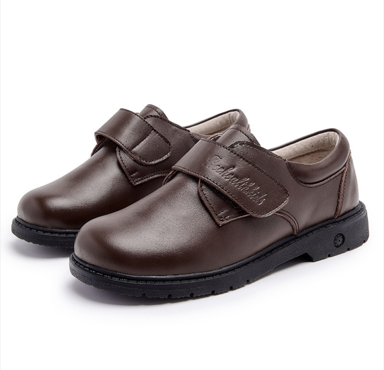 新款女童真皮啡色學生鞋｜舒適耐穿｜返學必備6902