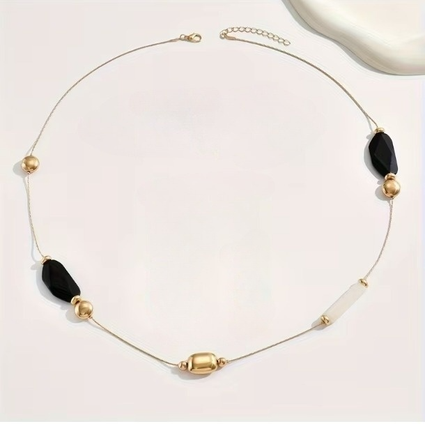 Black & Gold Bead Necklace