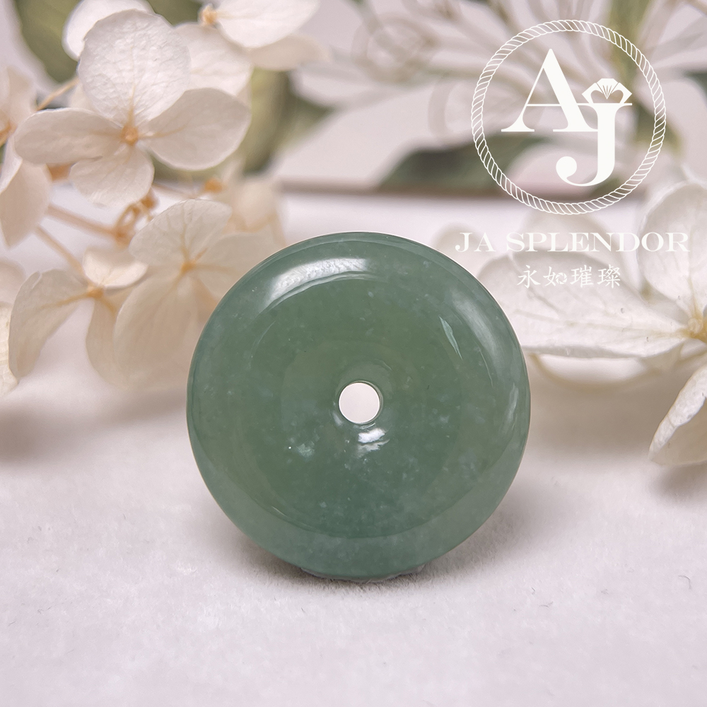 JN-178 天然翡翠A玉 冰種滿綠平安扣