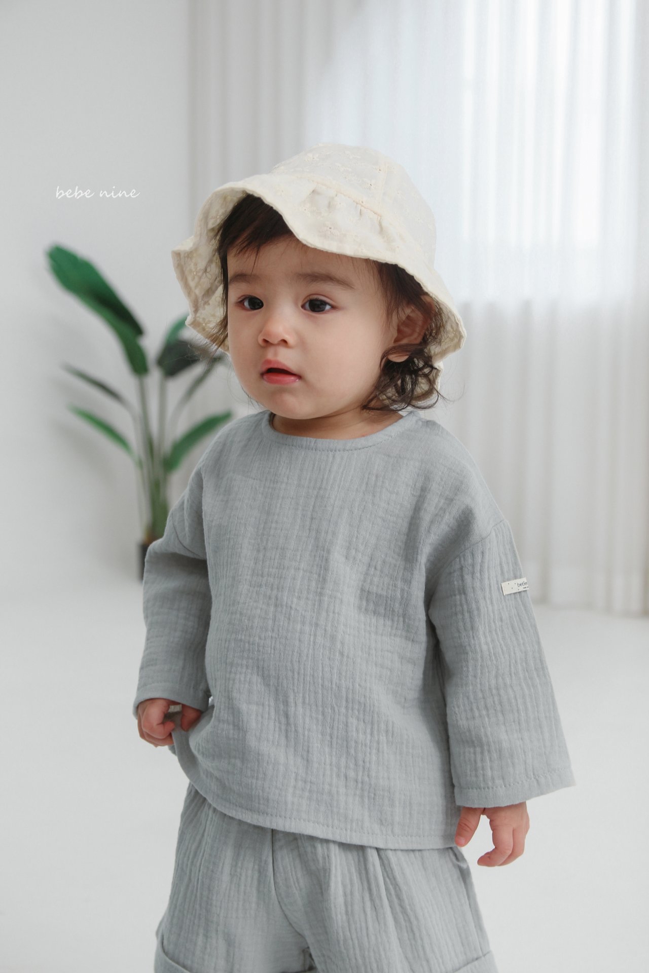 🌸預訂 韓國直送🌸🇰🇷Bebenine兩色簡約純色棉紗長袖上下套裝