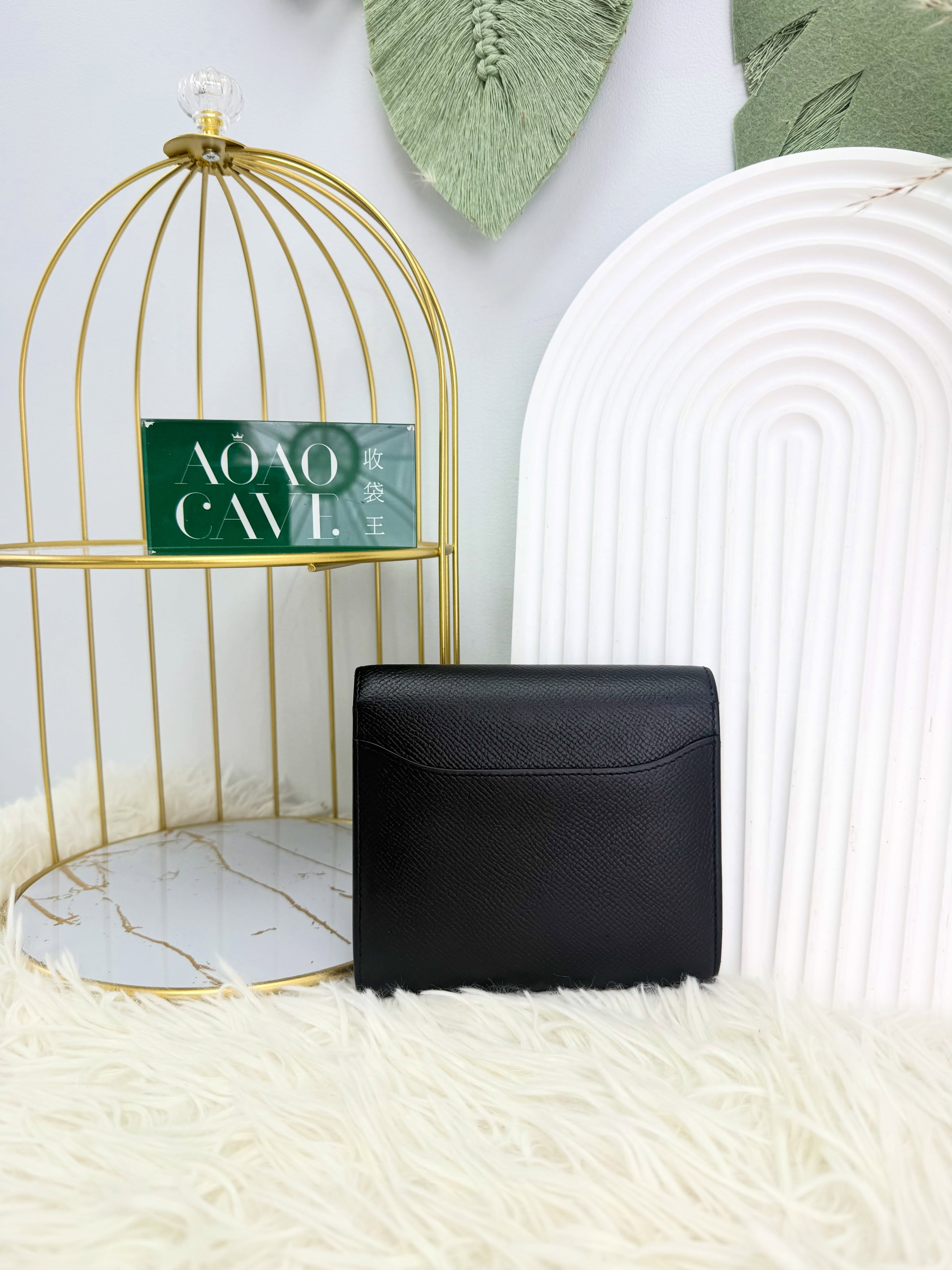 Hermes👜 PRE OWNED 🛍️Constance 黑金扣 短銀包🖤