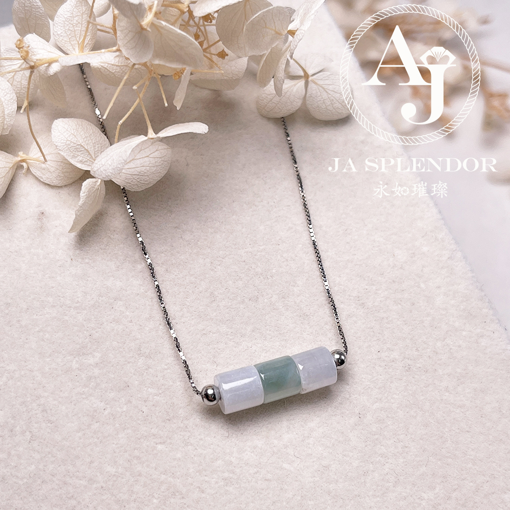 D-04C 天然翡翠A玉 平安幸運純銀項鏈