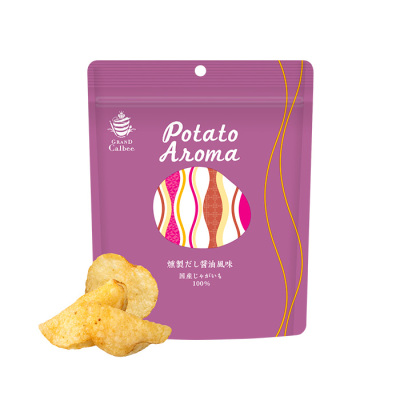 日本Grand Calbee 100%日本國產薯仔「PotatoCrispy」系列大蒜鹽味(黃)/海膽& 忌廉芝士味(橙)    / 「PotatoAroma」系列 松露鹽味(藍)/煙薰煙肉風味 (粉紅) 60g 全4款口味