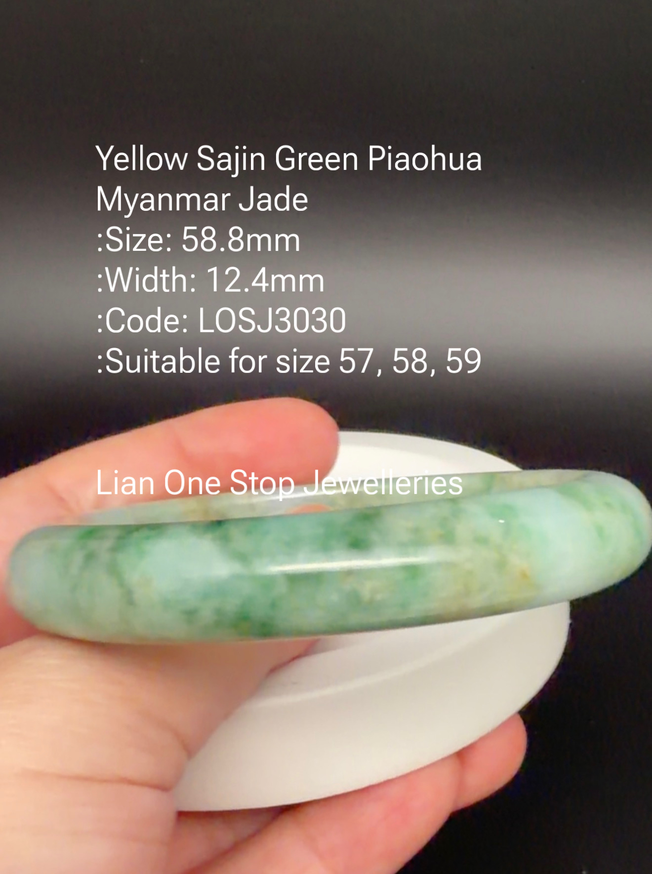 5.88cm Code: LOSJ3030 Yellow Sajin Green Piaohua  Myanmar Jade 