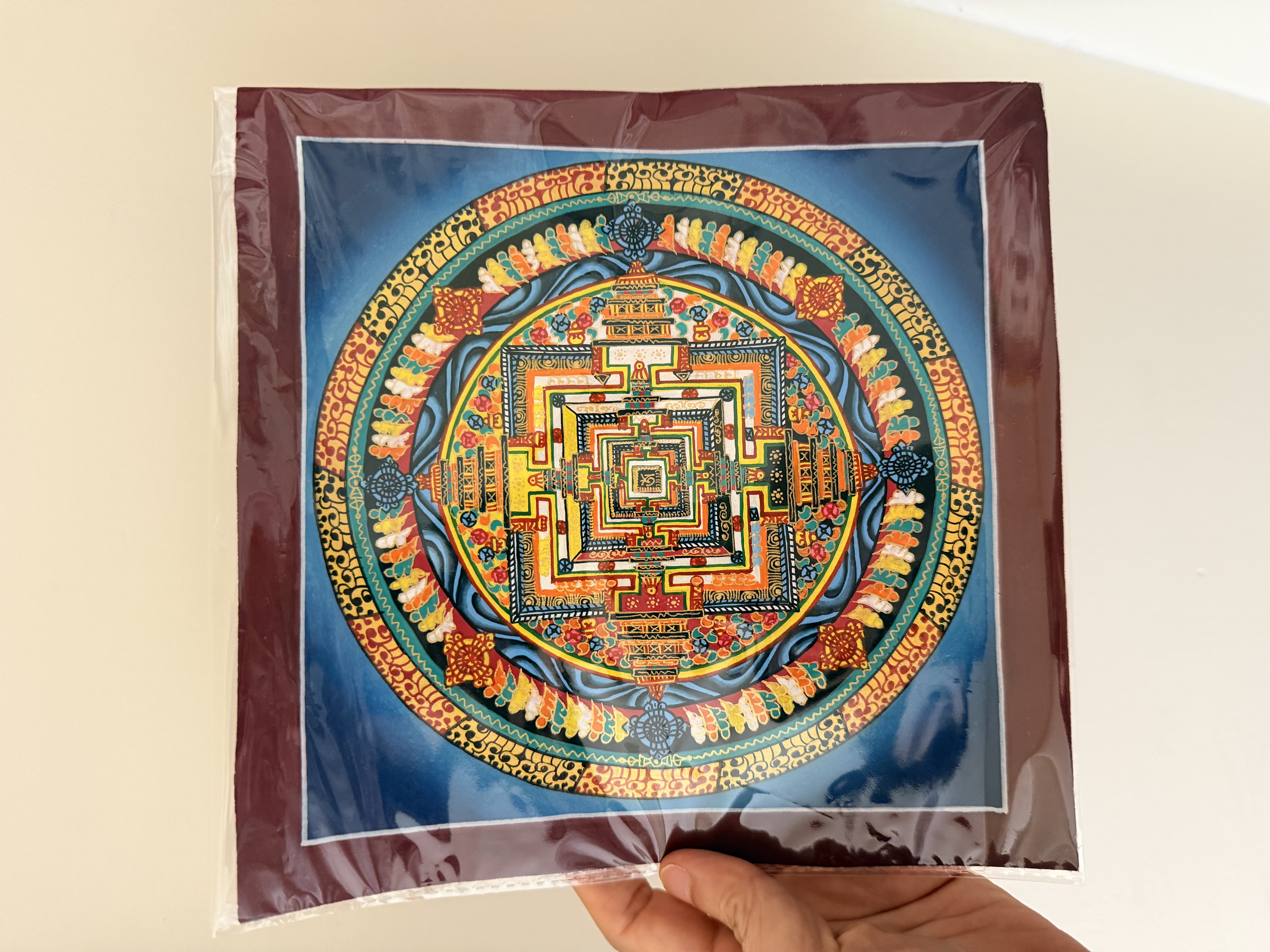 尼泊爾三大廟加持手繪唐卡～OM 字 20cm